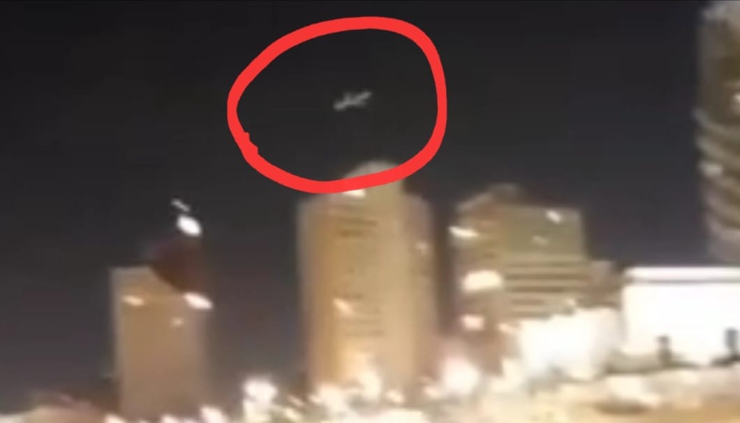 הכתב"ם שחדר והתפוצץ הלילה בעיר תל אביב. צילום: מסך רשתות חברתיות